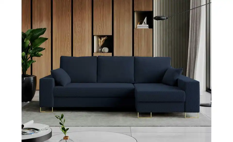 Ecksofa Dunkelblau, in Wohnsituation