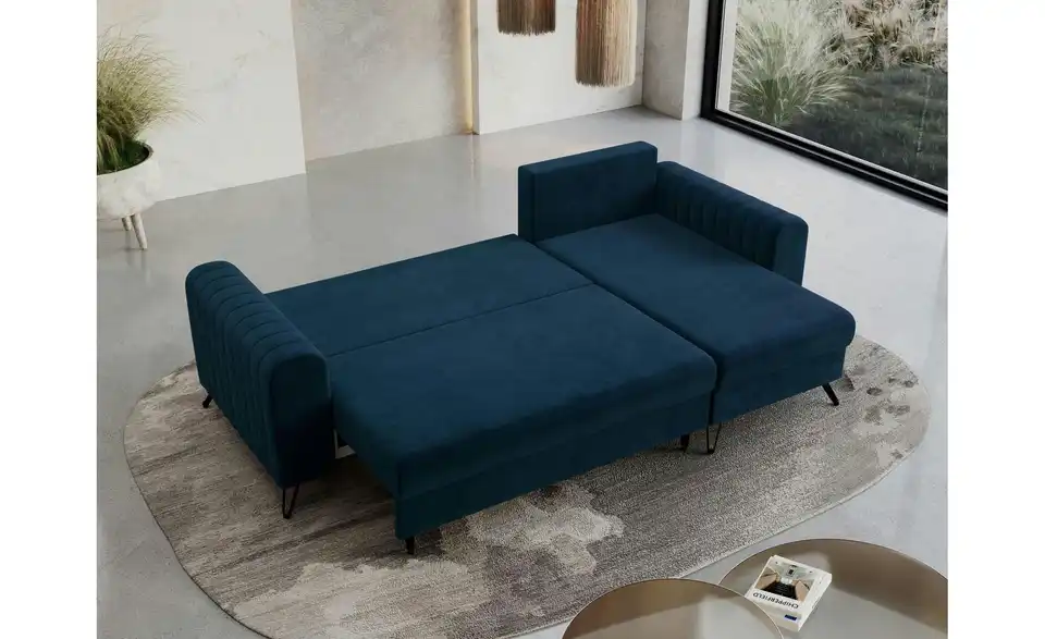 Ecksofa Royalblau, in Wohnsituation