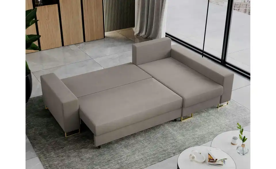 Ecksofa Hellbraun, in Wohnsituation