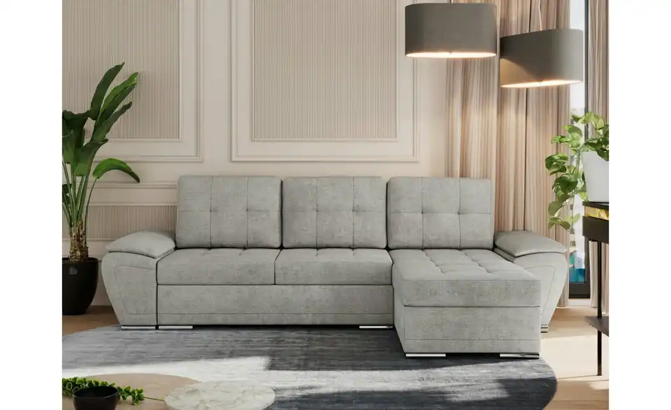 Ecksofa Hellgrau, in Wohnsituation