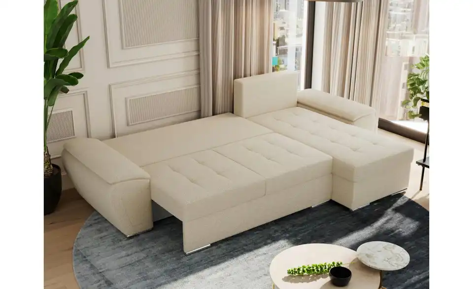 Ecksofa Beige, in Wohnsituation