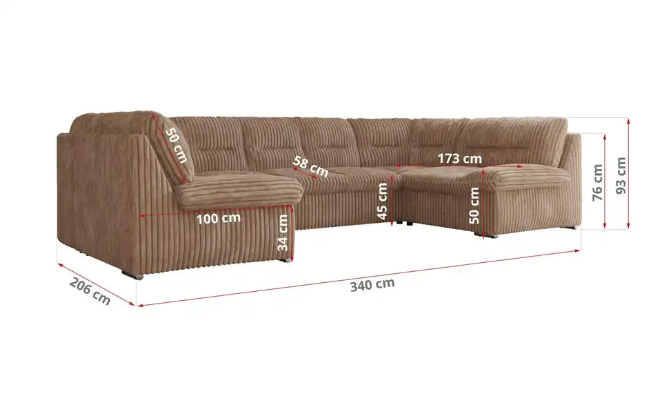 Wohnlandschaft Braun, Bemaßung