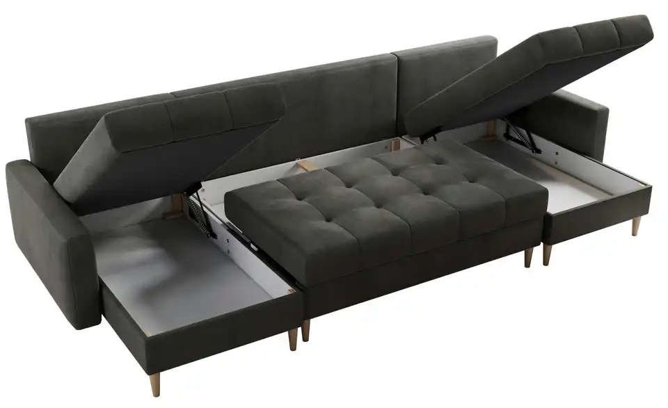 Wohnlandschaft Dunkelgrau, geöffnet