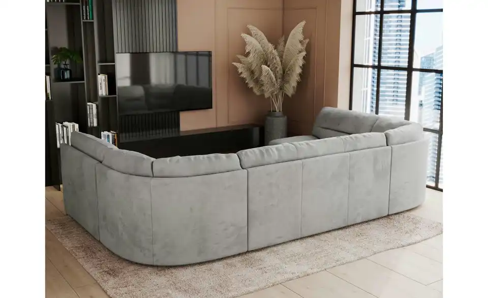 Wohnlandschaft Hellgrau, Rückansicht