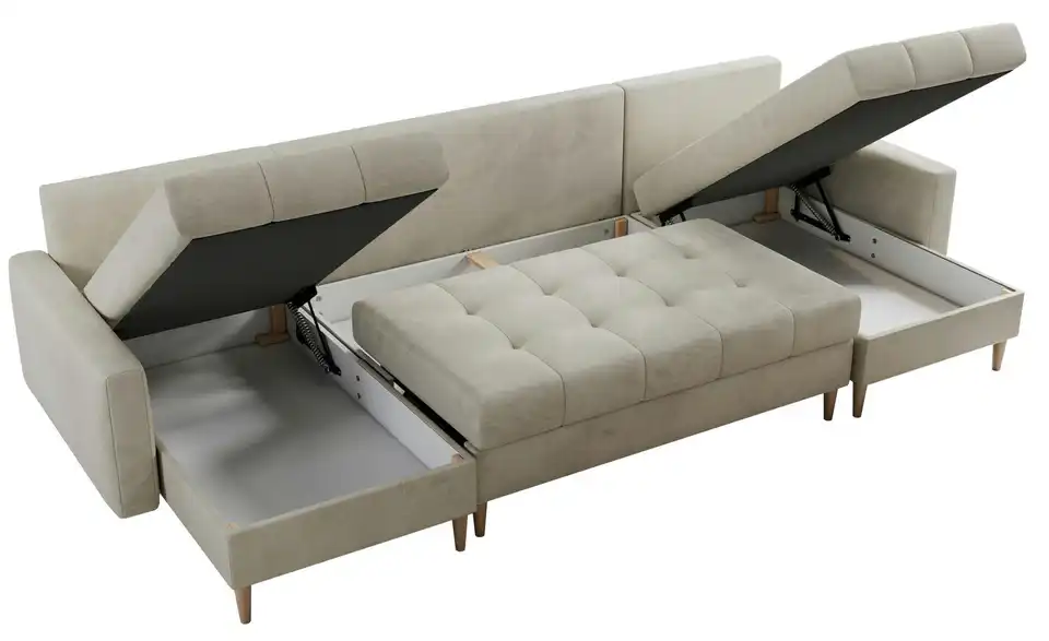 Wohnlandschaft Beige, geöffnet