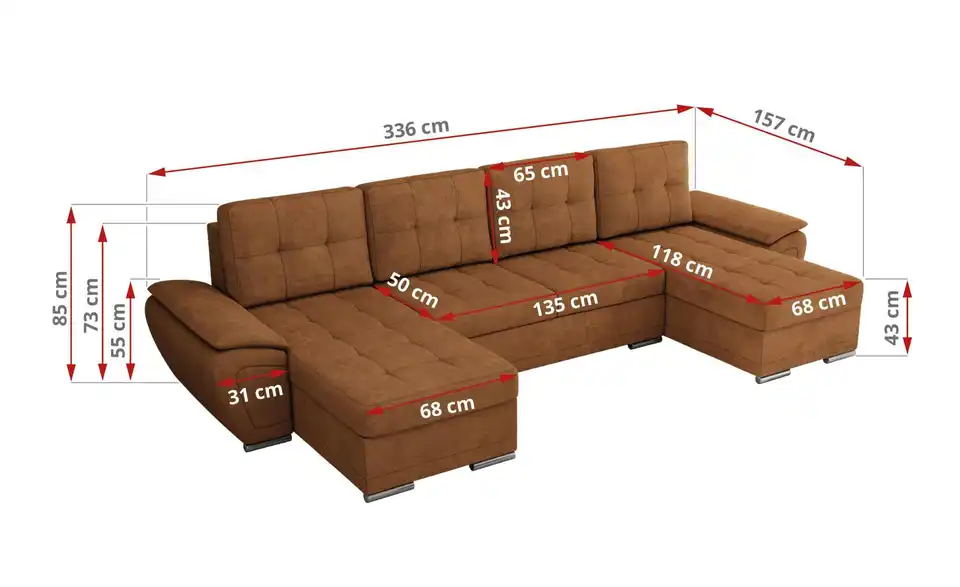 Wohnlandschaft Orange, Bemaßung