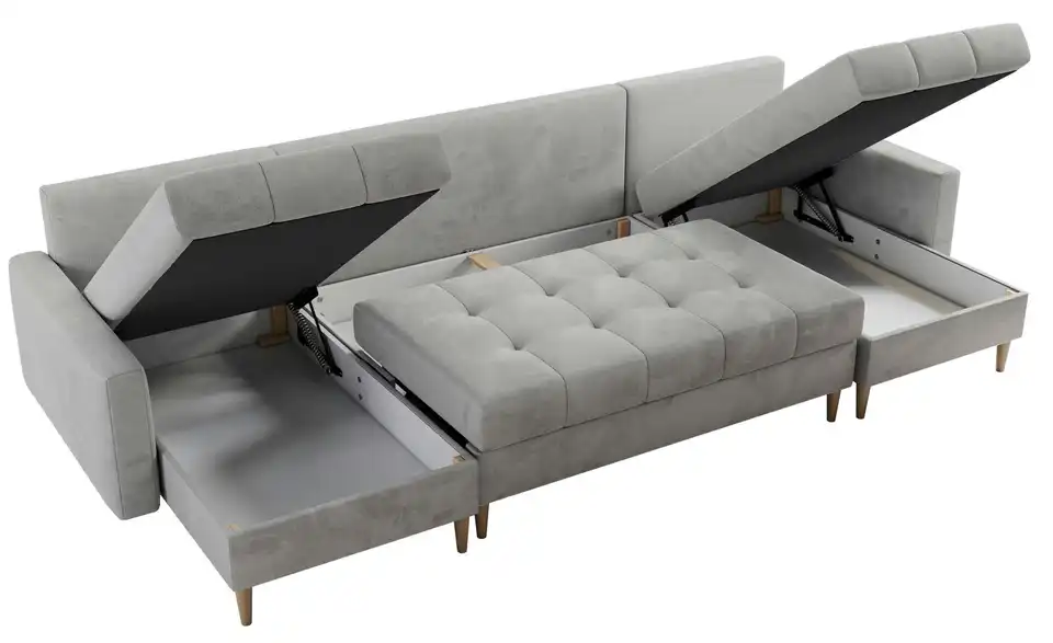 Wohnlandschaft Hellgrau, geöffnet