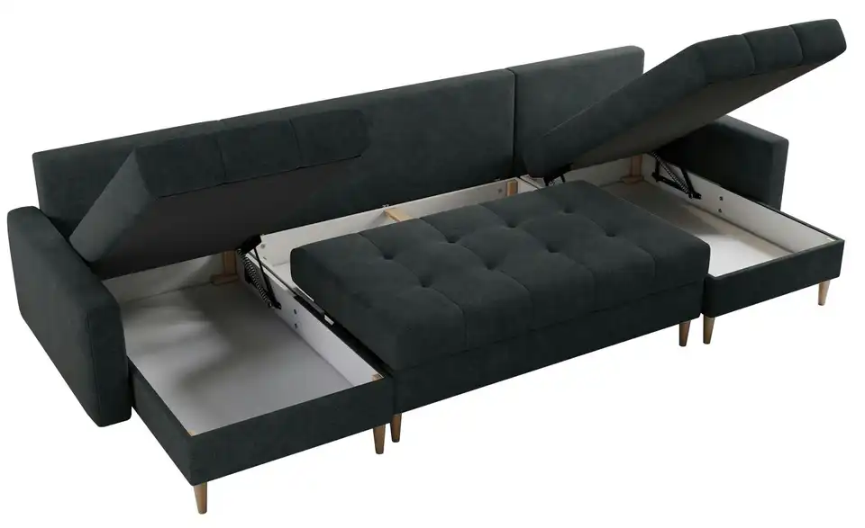 Wohnlandschaft Dunkelgrau, geöffnet