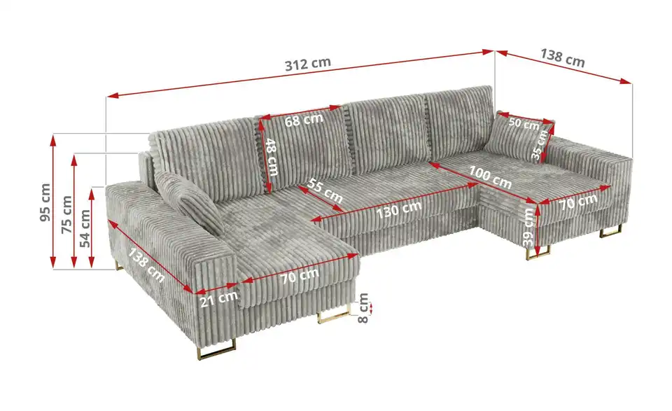 Wohnlandschaft Silbern, Bemaßung