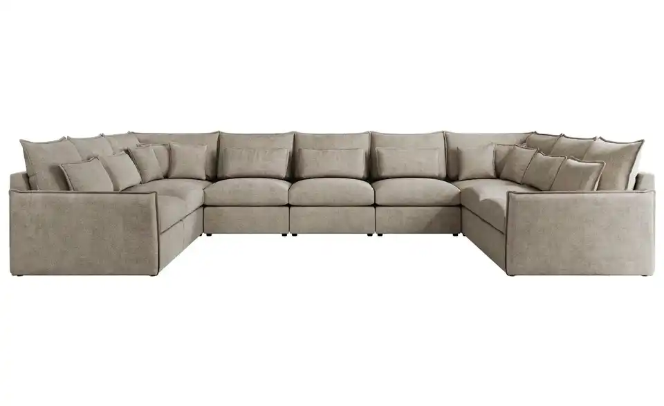 Wohnlandschaft Hellbraun, Frontansicht