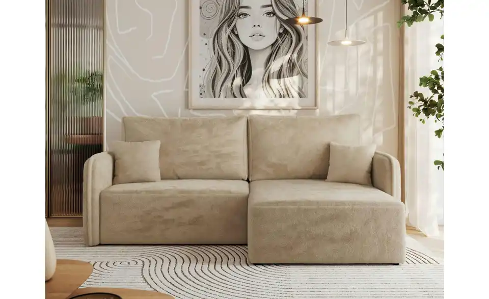 Ecksofa Beige, in Wohnsituation