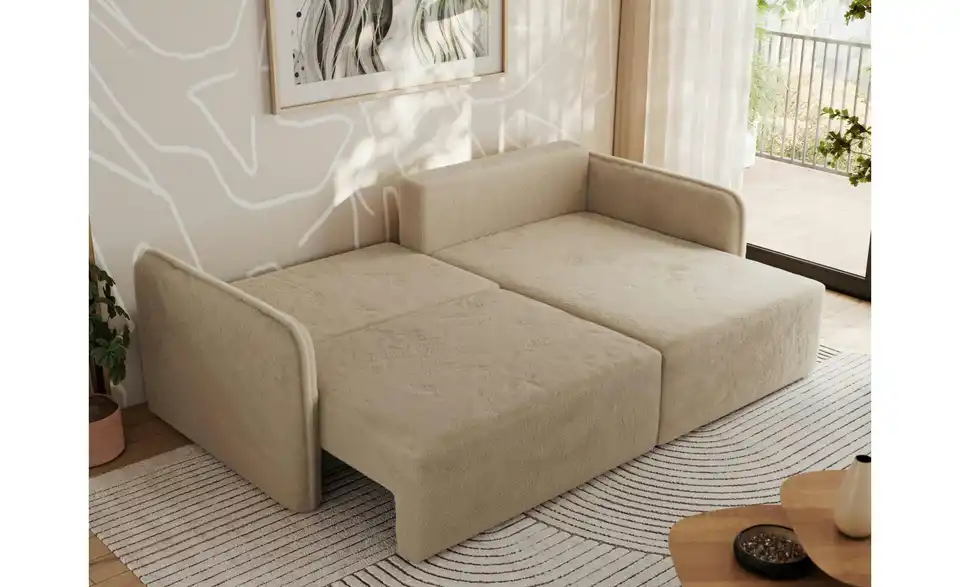 Ecksofa Beige, in Wohnsituation
