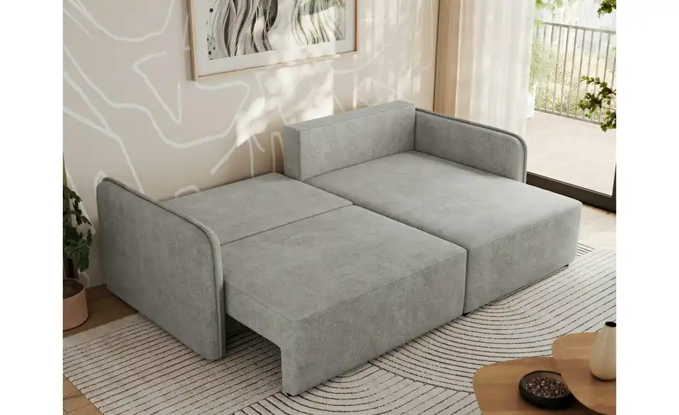 Ecksofa Hellgrau, in Wohnsituation