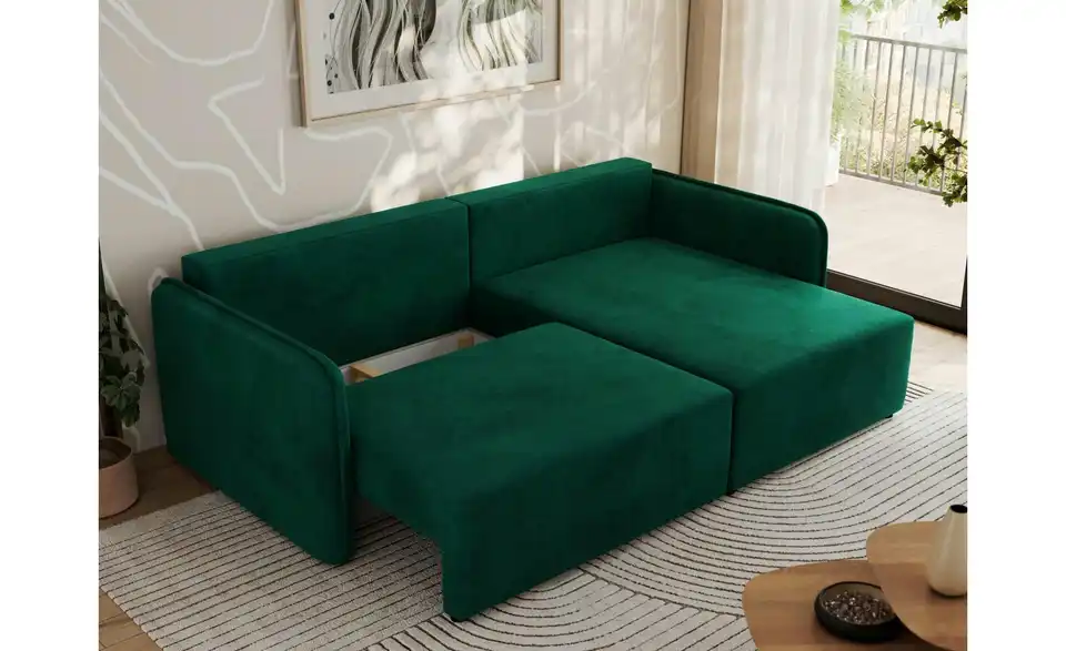 Ecksofa Dunkelgrün, Funktionsansicht