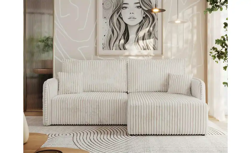 Ecksofa Beige, in Wohnsituation