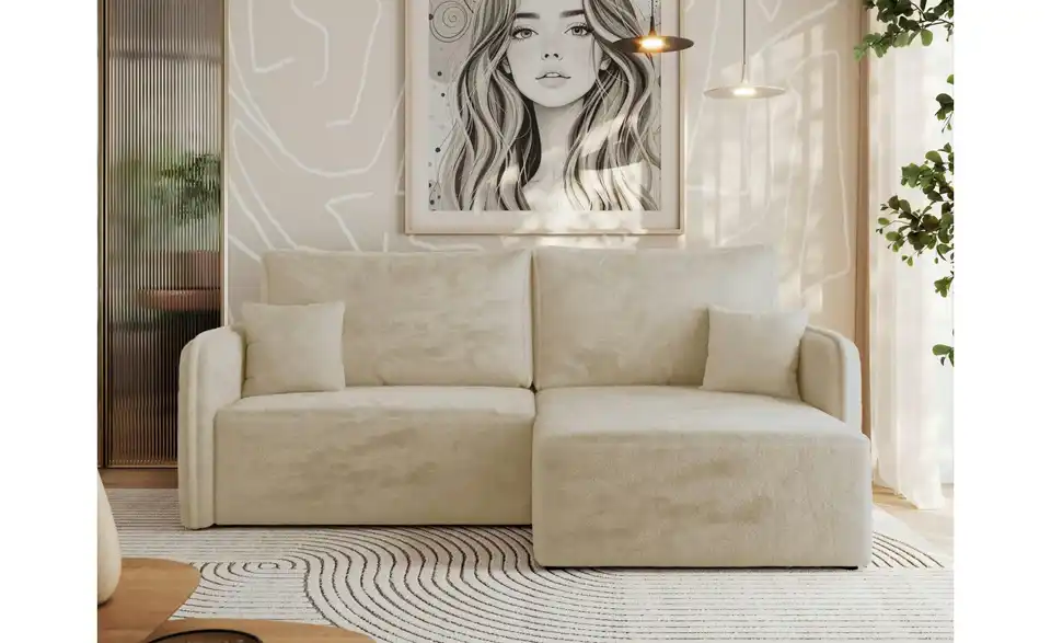 Ecksofa Creme, in Wohnsituation