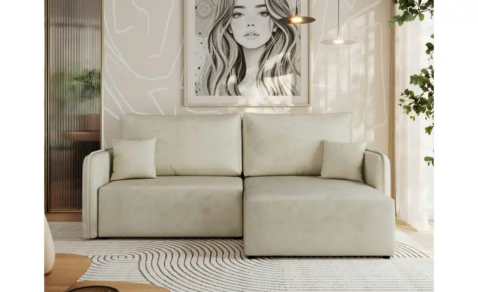 Ecksofa Beige, in Wohnsituation