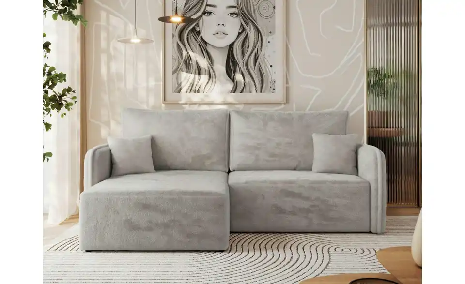 Ecksofa Hellgrau, in Wohnsituation