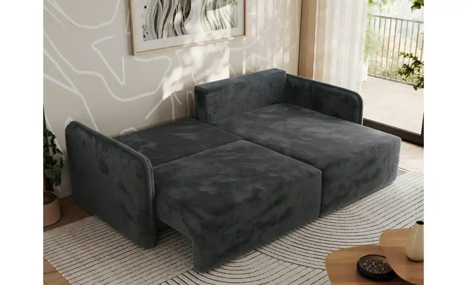 Ecksofa Dunkelgrau, in Wohnsituation