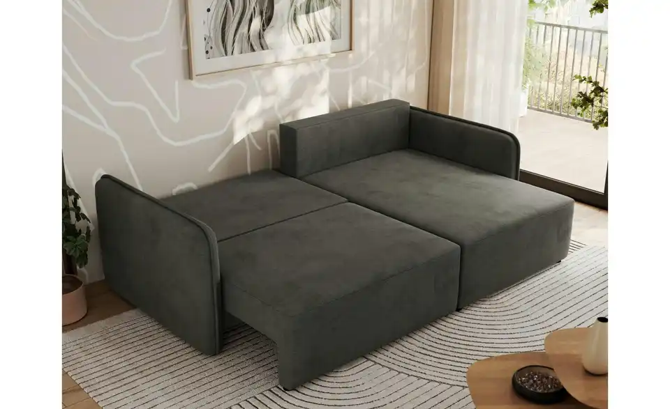 Ecksofa Dunkelgrau, in Wohnsituation