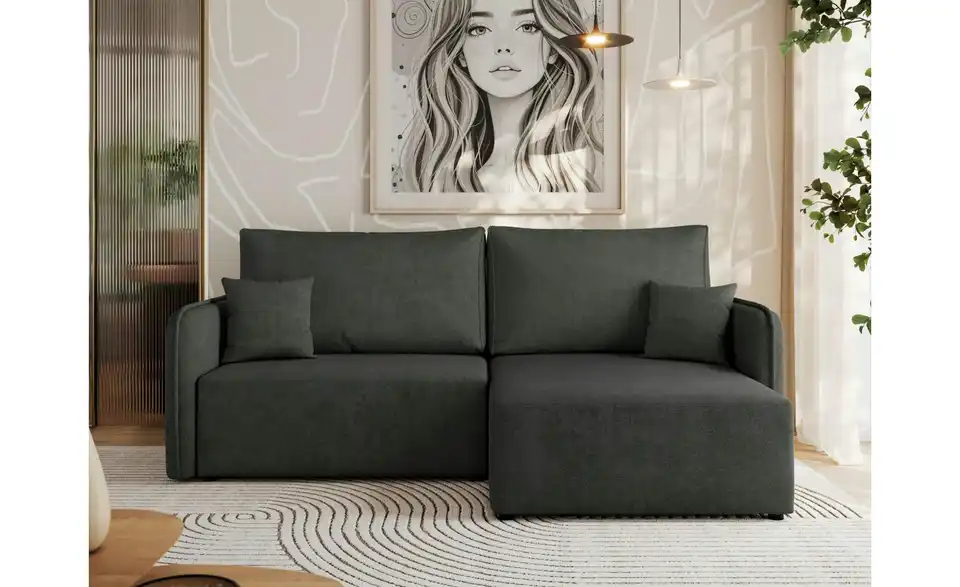 Ecksofa Dunkelgrau, in Wohnsituation