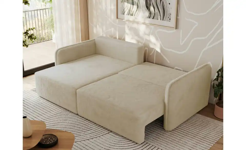 Ecksofa Creme, in Wohnsituation