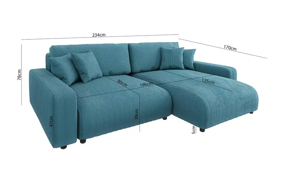 S-STYLE Ecksofa Emma, Bemaßung
