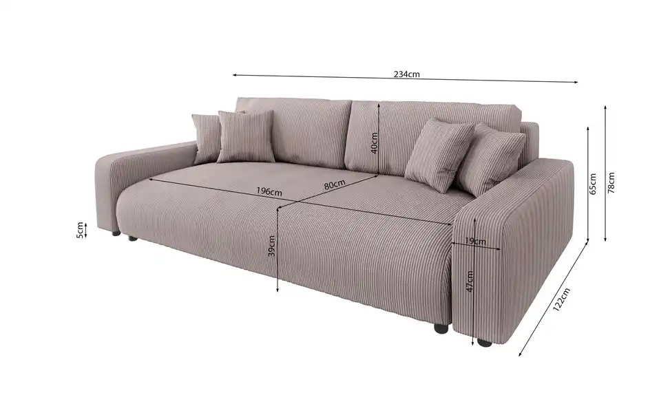 S-STYLE Einzelsofa Emma, Bemaßung