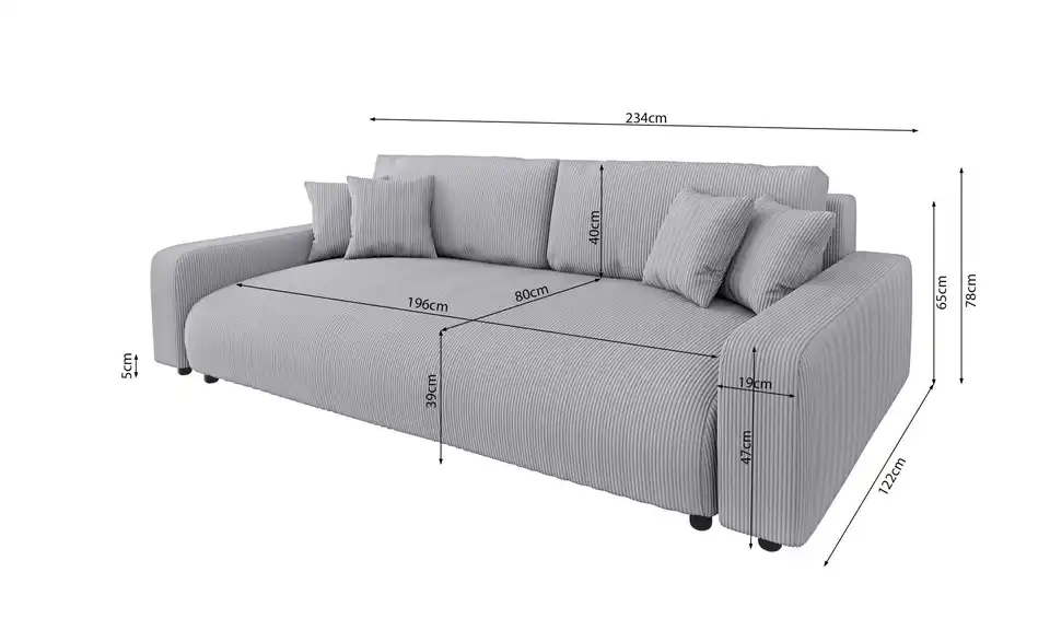 S-STYLE Einzelsofa Emma, Bemaßung