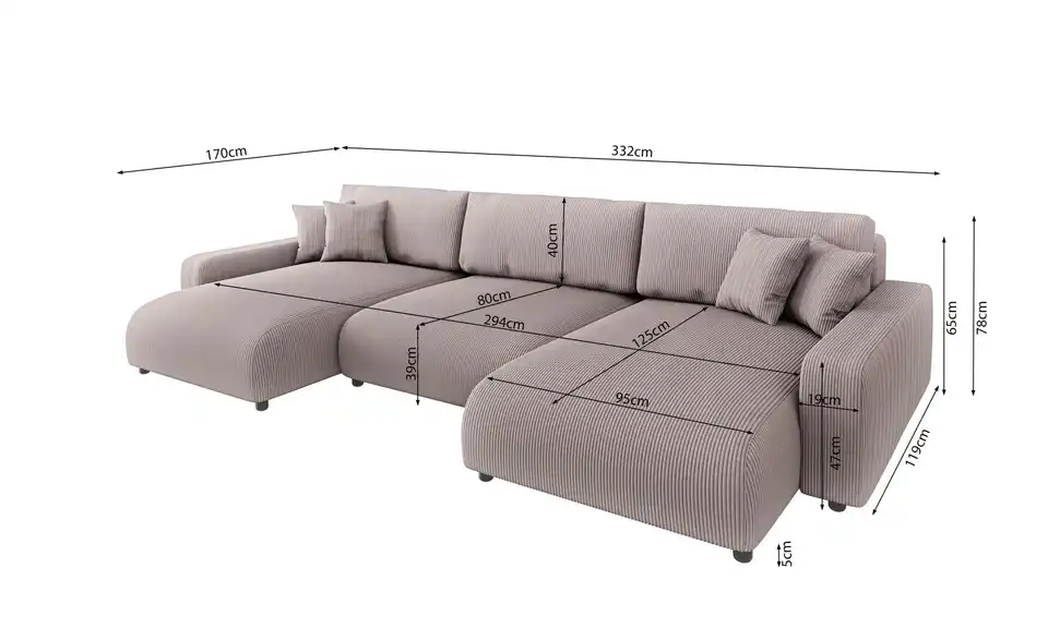 S-STYLE Wohnlandschaft Emma, Bemaßung