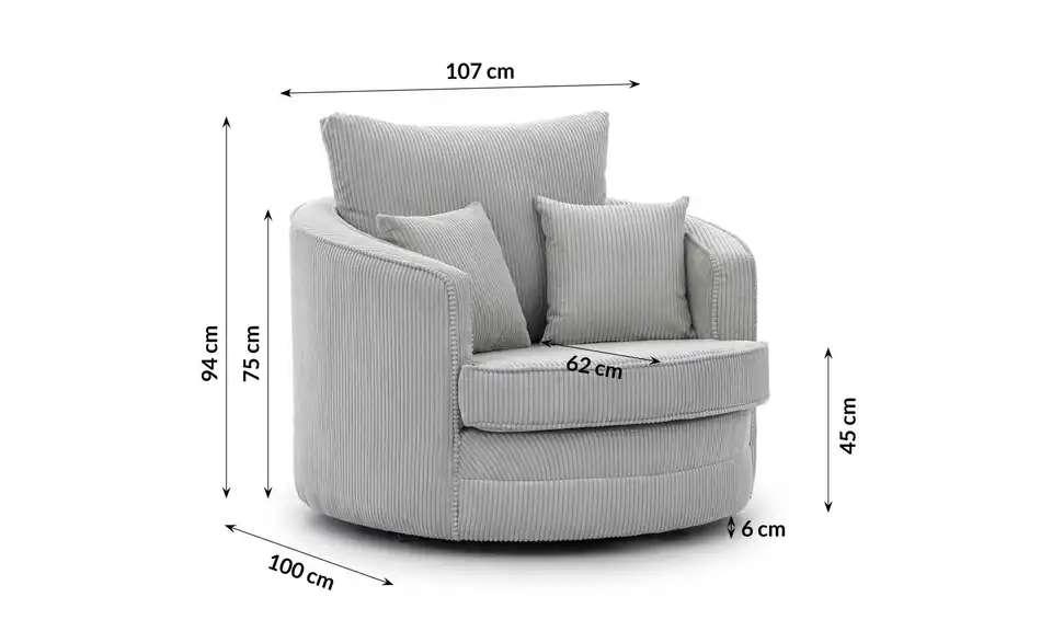 S-STYLE Drehsessel, Bemaßung