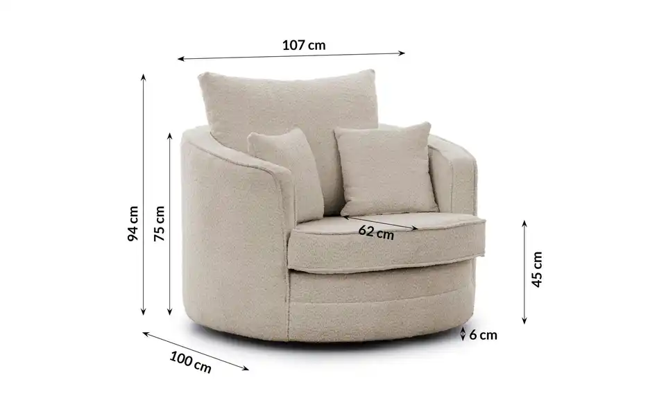 S-STYLE Drehsessel, Bemaßung