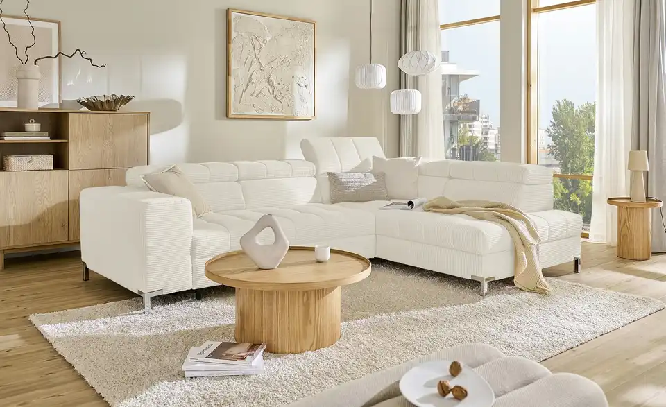 Ecksofa Arte mit verstellbaren Kopfstützen, in Wohnsituation