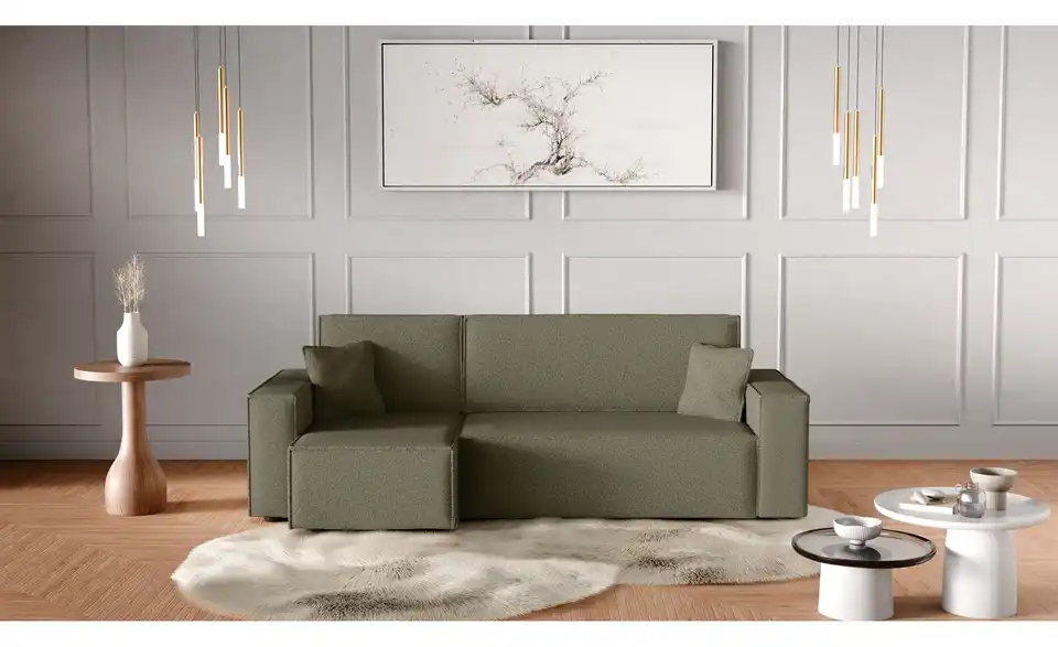 Ecksofa Carl mit Schlaffunktion, in Wohnsituation