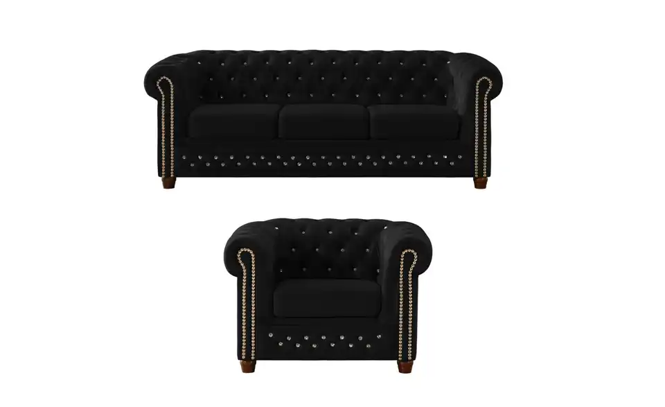 S-STYLE Chesterfield Polestergarnitur 3+1 Cleo Blink, Frontansicht