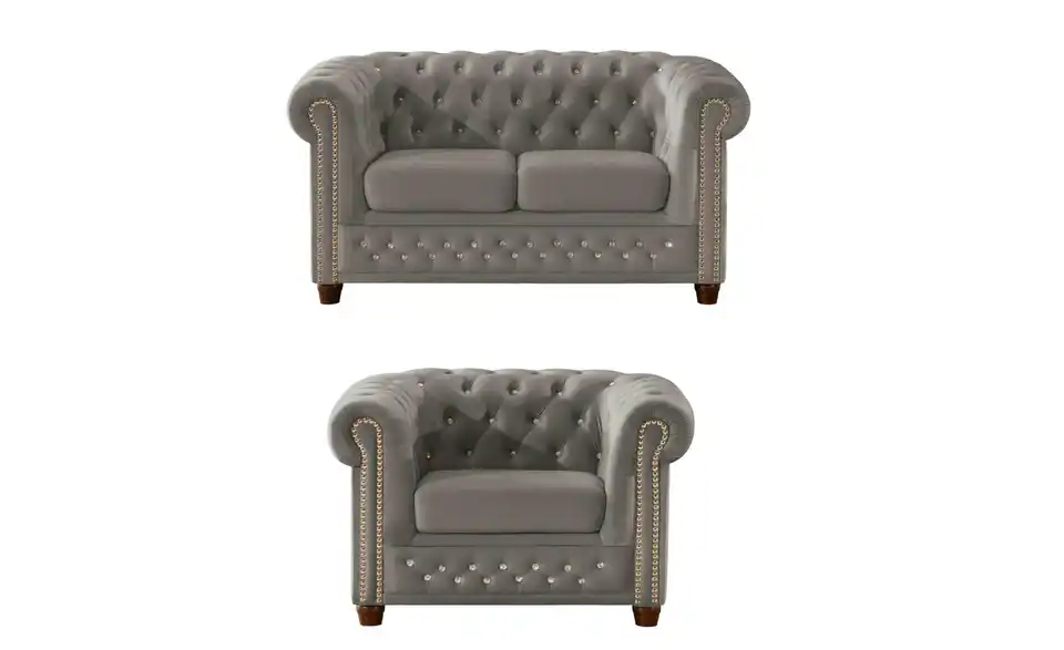 S-STYLE Chesterfield Polstergarnitur 2+1 Cleo Blink, Frontansicht