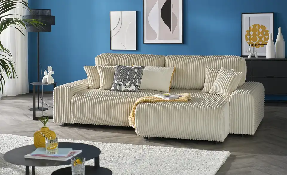 Ecksofa Jolena im modernen Breitcord, in Wohnsituation