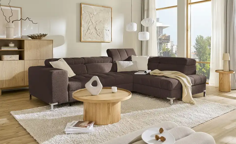 Ecksofa Arte mit verstellbaren Kopfstützen, in Wohnsituation