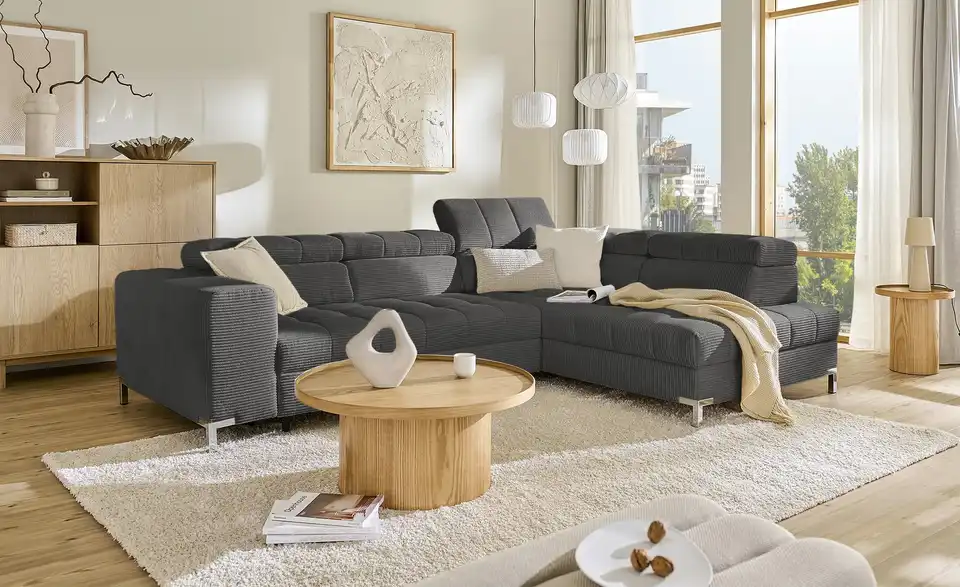 Ecksofa Arte mit verstellbaren Kopfstützen, in Wohnsituation