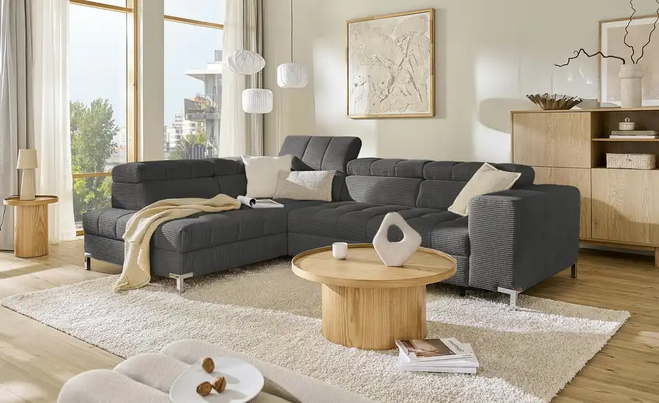 Ecksofa Arte mit verstellbaren Kopfstützen, in Wohnsituation