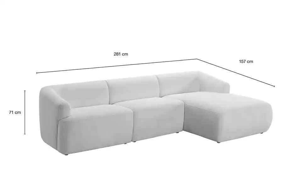 Ecksofa Amalia, Bemaßung