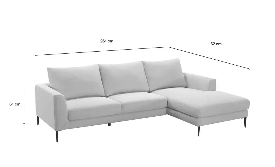 Ecksofa Tilia, Bemaßung