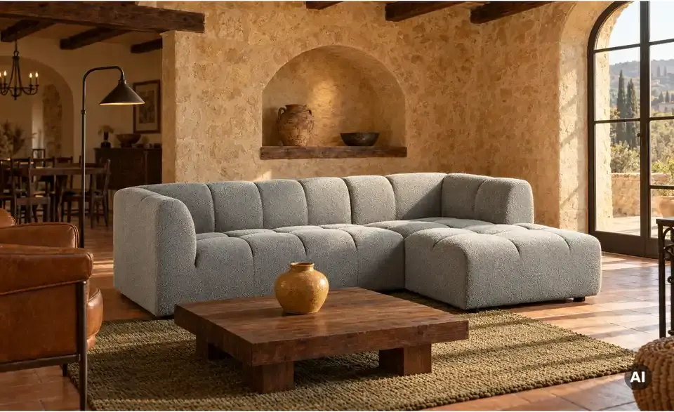 Ecksofa Vilda in moderner Bubble Optik, in Wohnsituation