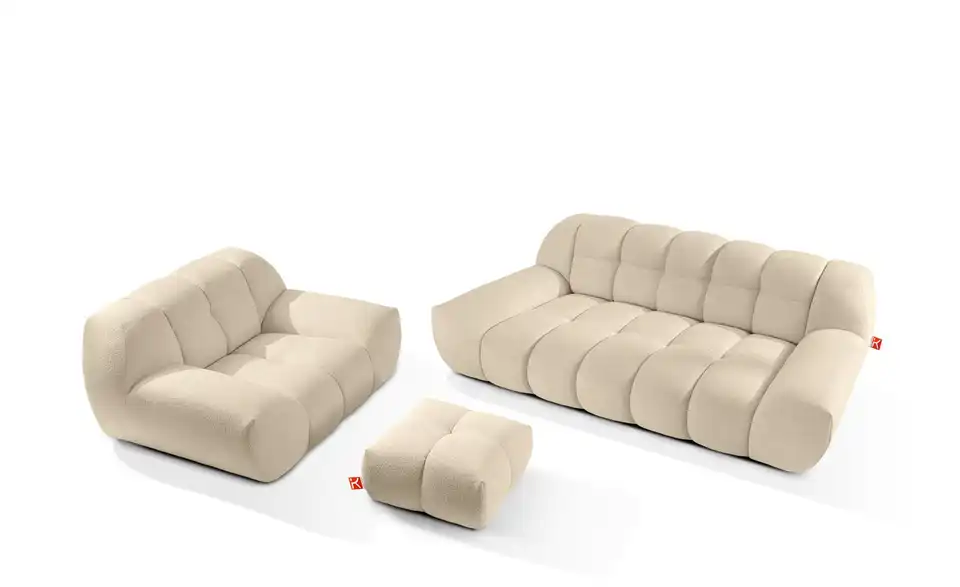 KONSIMO Polstermöbel 3er-Set Vena in Bubble Optik, Frontansicht