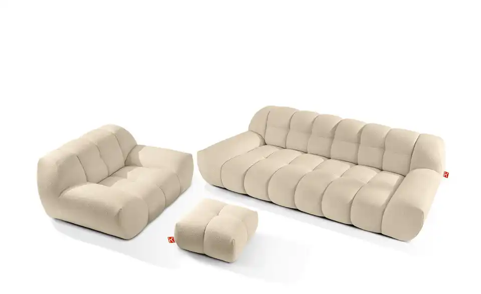 KONSIMO Polstermöbel 3er-Set Vena in Bubble Optik, Frontansicht