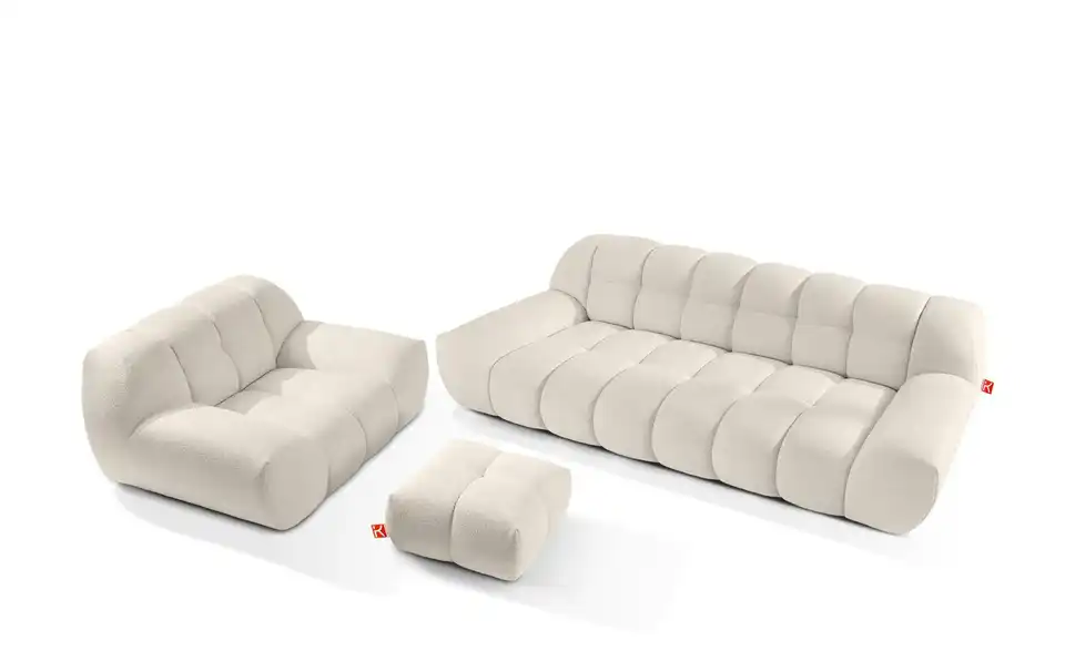 KONSIMO Polstermöbel 3er-Set Vena in Bubble Optik, Frontansicht