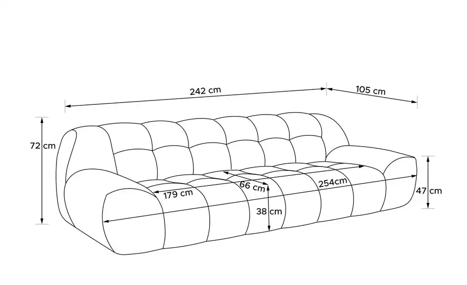 KONSIMO Einzelsofa Vena, Bemaßung