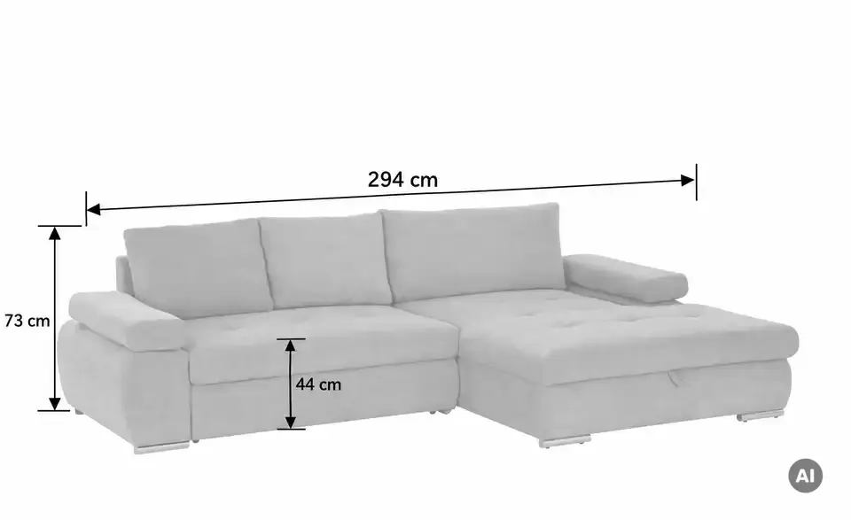 smart Ecksofa Ibby, Bemaßung