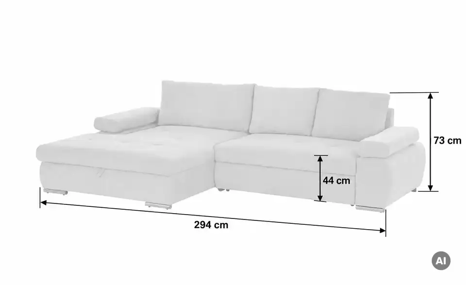 smart Ecksofa Ibby, Bemaßung