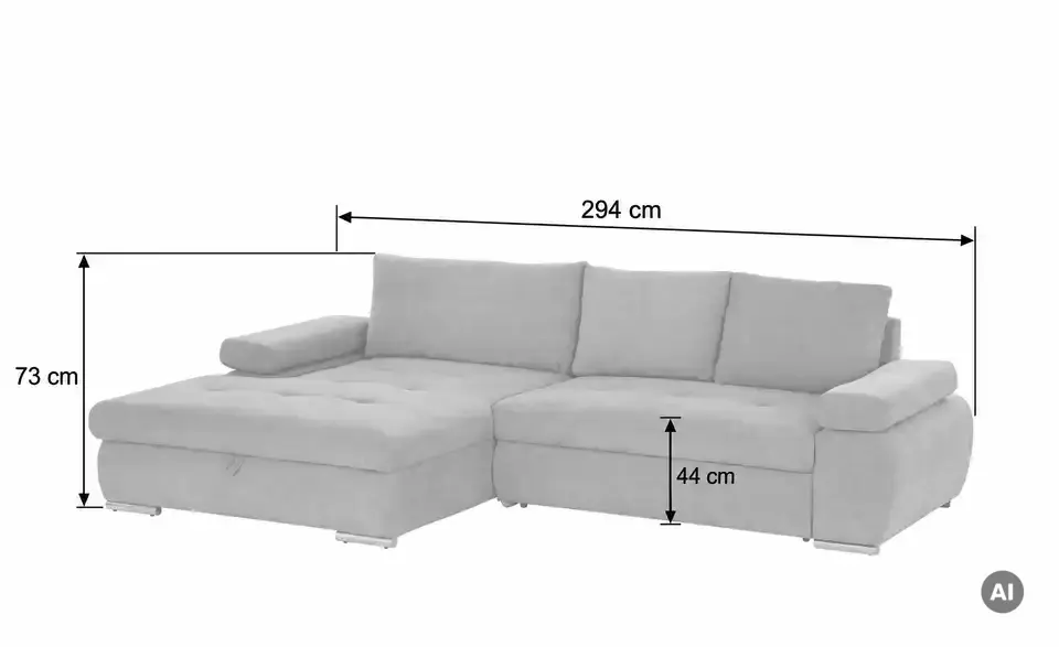 smart Ecksofa Ibby, Bemaßung